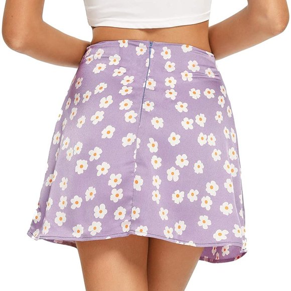 NEW SILKY RETRO FLORAL MINI SKIRT - Picture 8 of 8